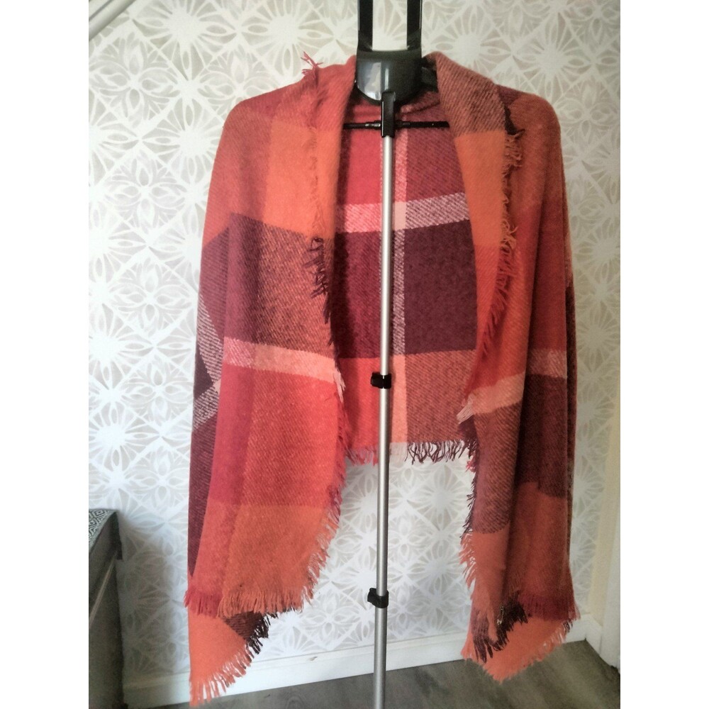 72 x 30 scarf wrap red orange plaid